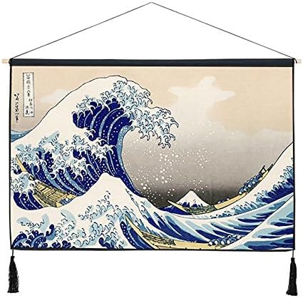 Tapestry Art Wall Hanging Decoration - Great Wave of Kanagawa 65cm x 45cm hanging painting surf background cloth tapestry living room bedroom bedside tapestry decorative painting 001 65*45cm