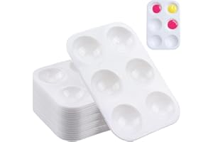 WUPENGZON 20 Stück Mischpalette Kunststoff Palette, Farbtablett mit 6 Feldern,Mini Rechteckige Weiß Aquarellpalette, Wiederverwendbare Malpalette für Malen Kunsthandwerk Malerei Bastelarbeiten| 8.3 x 12.0 cm