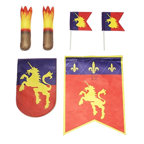 Childrens Kids Canvas Effect Play Tent Knights Castle with 6 Accessories Garden Indoor Outdoor Play House