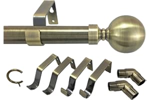 Your Home Online 3 & 5 Side Antique Brass 28mm Bay Window Curtain Pole Passing Brackets C Rings (3m 3 Sided Bay)