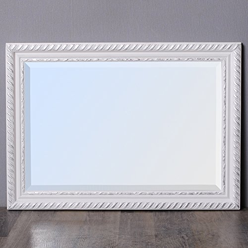 WANDSPIEGEL BAROCK Weiß-Silber ANTIK DESIGN SPIEGEL Stripe 70x50cm HOLZRAHMEN - 7
