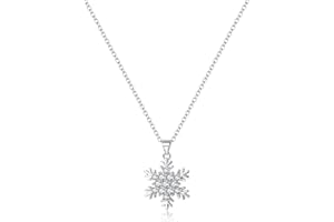 SLUYNZ 925 Sterling Silver Sparkling CZ Snowflake Necklace Pendant for Women Teens Girls Winter Snowflake Chain Necklace Choker Christmas Gifts