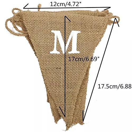 Zedtom Jute Trigonal Banner Wimpel „JUST MARRIED“ Geburtstag Banner Flag für Party Geburtstag Deco, Länge 2.8M - 4