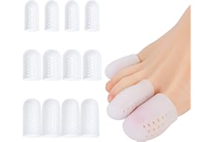 ACWOO 12 Pièces Protège Orteil Silicone, Capuchons d'orteils Respirants, Petite Capuchon Orteils, 3 Tailles Étanche Protecteur d'Orteils pour Ampoules pour Ampoules, Callosités, Cors (Blanc)