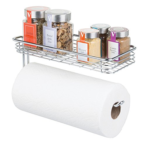 mDesign Küchenrollenhalter Wand – Halter für Papierrollen in Küche oder Bad – an der Wand zu befestigender, moderner Papierrollenhalter – Farbe: Chrom - 2