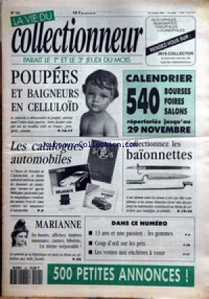 Download VIE DU COLLECTIONNEUR (LA) [No 24] du 15/10/1992 - LES POUPEES ET BAIGNEURS EN CELLULOID - LES CATALOGUES AUTOMOBILES - LES BAIONNETTES - MARIANNE - LES GOMMES.