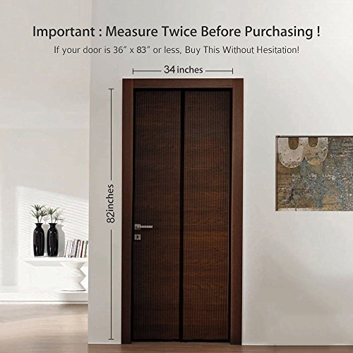 Fontic 90x210cm Fliegengitter Tür Moskitonetz Tür Insektenschutz Magnet Vorhang mit Magnetverschluss mit extra Klettverschluss und Reißnägel für Balkontür Terrassentür Wohnzimmer Schwarz - 4