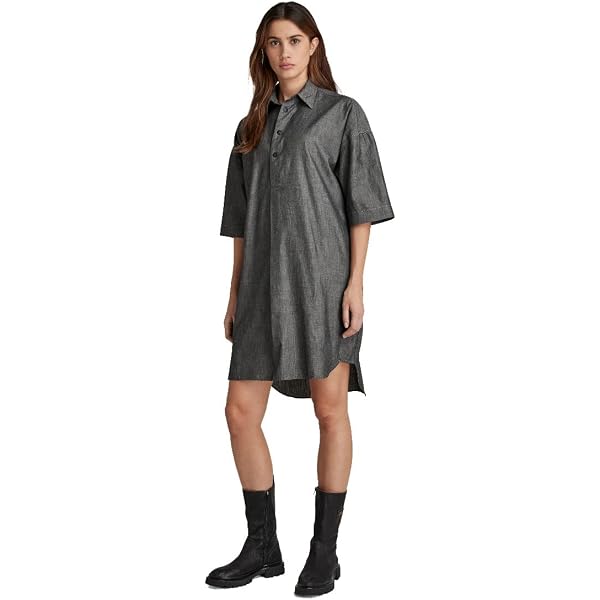 G-Star RAW Damen Denim Field Kleid – Lässiges Jeanskleid Mit Langen Ärmeln & Cargotaschen