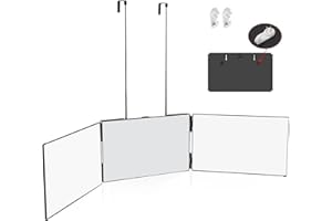 Magsellsky 360 Degree Mirror for Cutting Hair Rear - Three-Way Mirror for Hair Cutting with Telescopic Hooks Adjustable in Height - Portable for Travel, Bedroom, Bathroom