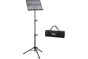 Vekkia Professioneller tragbarer perforierter Notenständer aus Metall, 178 cm, zusammenklappbar, verstellbar, mit Tragetasche, stabil für Instrumentalaufführungen, Band und Reisen