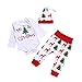 Produktbild Babykleidung Strampler Longra Baby Weihnachten Christmas Unisex Langarm Body Strampler Overall Hirsch Drucken Hose Weihnachten Kappe Weihnachtskostüm Baumwolle Kleider Set (Red, 80CM 6Monate)