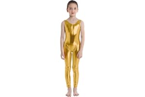 IEFIEL Mono Brillante de Danza para Niña sin Manga Maillot de Gimnasia Rítmica Mono de Patinaje Baile Latino Jazz Disfraz de Bailarina 3-16 Años