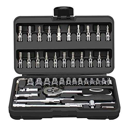 Preisvergleich Produktbild 46 Stück Steckschlüsselsatz Ratschenschlüssel Kombination Werkzeuge 1 / 4Auto Repair Tool Kit Set für Auto Reparatur / Home Wartung