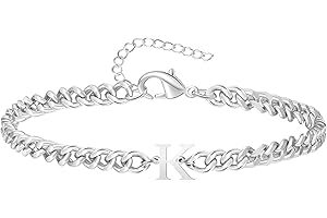 TOLOWOBK Armband Herren mit Buchstaben, Silber Edelstahl Panzerkette Armband Männer A-Z Buchstabe Armbänder für Herren Damen Muttertag Vatertag Geburtstag Geschenke für Mama Papa Ehemann Opa Oma