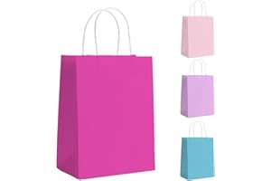 GIFTSAY Bolsas de regalo fucsia 30 bolsas de papel para fiestas infantiles, bolsas de papel con asas, pequeñas bolsas de regalo ideales para cumpleaños, bodas, baby shower, despedida de soltera, 15 x