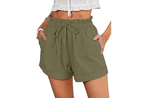 ABYOVRT Short Cargo pour Femme D'été Ample Taille Haute Elastique Pantalon Court Shorts et Bermudas Léger Casual AVCE Poches S-XXL
