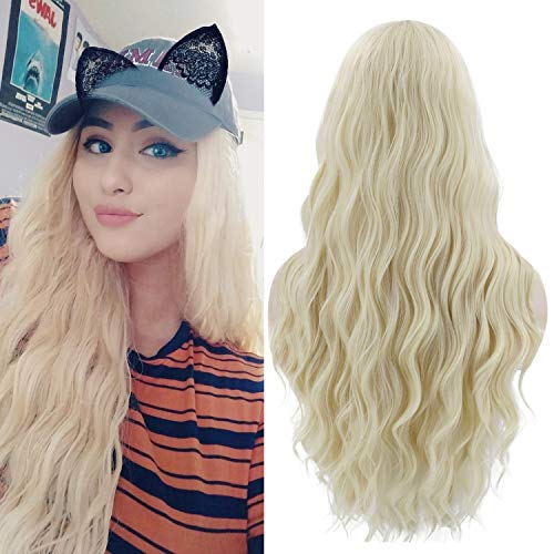 Milrüme Perücke Blond Damen Lang Gewellt Locken für Frauen Kostümparty Karneval Perücken 019D