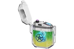 DACHANCE Waterproof Electric Arc Lighter Plasma USB TYPE-C Rechargeable Wind proof with Torch flashlight for Outdoor Grill, Survival, Camping, Candle Gift for boyfriend father(Green)