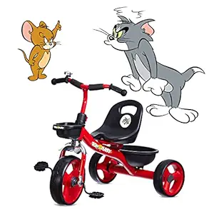 Tom & Jerry Plug N Play Kids/Baby Tricycle, Super-Duper Cool Tricycle with Cute Bell and Basket for Toddler, Carrying Capacity Upto 30kgs ( 3 to 6 Years | Red)