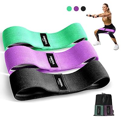 OMERIL Bandes de Résistance en Tissu Set de 3, Bandes Élastiques Musculaires avec 3 Niveaux d'exercice,Bandes Élastiques de Fitness Antidérapantes pour Fesses/Hanche/Jambes/Bras/Crossfit/Femme/H