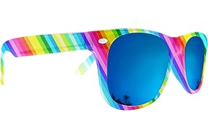Mustavo Kids Childrens Blue Mirror Sunglasses Gloss Finish 100% UV400 Protection Fashion Glasses Fun Vibrant Colours For Ages 3-9 Years Old Boys Girls… (Rainbow)
