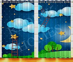 Redink Living Room Premium Ployester Curtains with HD Printing and RustFree Eyelets, Set of 2 Pcs, 4ft x 5ft, Dream Kids