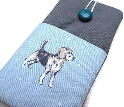 Brown sleeve for iPhone/Galaxy plus with beagle pocket
