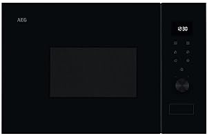 AEG OS5MG20EB Horno Microondas Integrable, 20 L, 800 W, Función Grill, Display LED Táctil, Apertura Electrónica, Color Negro con Acabado Inox Antihuellas