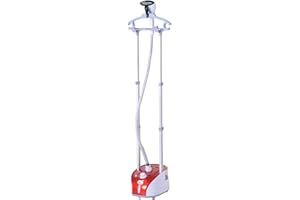 HOMCOM Défroisseur vapeur vertical 1950 W 32g/min, réservoir d'eau de 2 litres, tige télescopique, fer vertical autonomie 45min, 11 températures réglables, prêt en 38s, planche et cintre fournis rouge