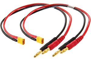 LinsyRC 2-Pack XT30 Männlich auf 4MM 4.0MM Bananenstecker Rundstecker RC Akku Ladekabel Adapter für RC Helikopter Quadcopter Lipo Akku (XT30 Ladekabel)