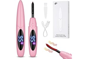 LOPHE Wimpernzange Beheizbar, Elektrische Wimpernzange Wimpernbürste mit 3 Temperaturmodi, 10s Schnelles Aufheizen Wimpern Curler Anti-Verbrennung, für alle Wimpern(#A-Rosa)
