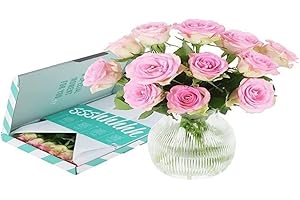 BloomPost Roses roses - Boîte aux lettres - Fleurs fraîches livrées - Bouquet parfait pour les anniversaires et les cadeaux de remerciement - Livraison gratuite