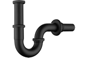 Siphon Schwarz Matt für Waschbecken & Waschtisch, Keymark Messing Röhrensiphon Universal 1 1/4 x 32mm, Syphon Sifon Bad Geruchsverschluss, Abflussgarnitur passgenau