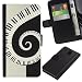 Produktbild LASTONE PHONE CASE / Luxus Leder Brieftasche Hülle Kartenhalter Flip Schutz Etui für Samsung Galaxy Note 3 III N9000 N9002 N9005 / Music Spiral Piano
