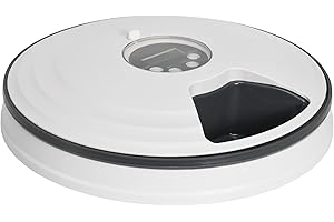 PawHut Distributeur de Nourriture pour Animaux de Compagnie Intelligent gamelle d'alimentation mangeoire Automatique pour Chien et Chat 6 Compartiments Fonction de Musique minuterie Blanc Gris