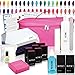NYK1 - LED ESSENTIALS 6 - Nail Gel Polish Kit ESSENTIALS with ANY Colours. FULL LED GEL NAIL STARTER KIT - with Acetone Remover, Top Coat & Base Coat and Carry Case Included - 100's of Shellac Colours to choose from