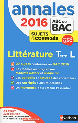 Download Annales ABC du BAC 2016 Littérature Term L Download Annales ABC du BAC 2016 Littérature Term L