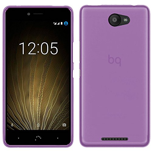 TBOC Pack  Funda de Gel TPU Morada   Protector Pantalla Vidrio Templado para bq Aquaris U - bq Aquaris U Lite  5 0 Pulgadas   Funda de Silicona Ultrafina y Flexible  Protector de pantalla Resistente a Golpes  Ca  das y Ara  azos 