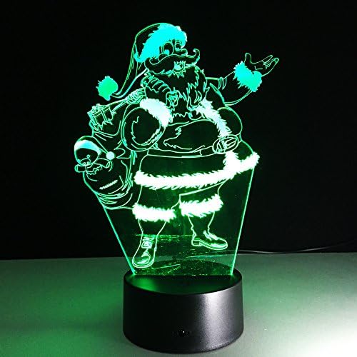 Santa Claus 3D LED Night Light Table Desk Lamps, HAIYU 3D Optical Illusion Visual Lamp 7 Colors Touch Table Desk Lamp for Christmas Gift