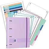 Oxford, Live &amp; Go A4+ 4 Ring Binder Pack, Polyfoam Plastic, Includes 2 Refills with 5 Bands 5 x 5 Grids and Plastic Dividers,