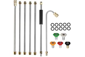 Cuasting Herramienta de limpieza de canalones Lavadora a presión - Varitas de extensión, boquilla de lanza para limpiador de , 4000 , 5 puntas, accesorios para lavado de ventanas, lavadora eléctrica