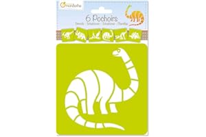 AVENUE MANDARINE MY MANDARINE 42449MD - Un paquet de 6 POCHOIRS 15x15 cm avec notice incluse - À partir de 3 ans - DINOSAURES