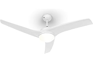 KLARSTEIN Figo - Ventilateur de Plafond, 3 pâles de 52 cm de diamètre, 3 Vitesses, 2 Sens de Rotation, Télécommande fournie, Lampe avec Abat-Jour en Verre - Blanc