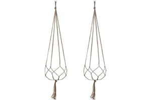 ZYUEER Suspension Plantes Macramé Support Pots Suspendu Suspension Corde Plante Solide pour Balcon Décoration du Jardin Intérieur Extérieur Panier Pot de Fleur, Jambes en Corde avec Frange (2PC)