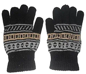 Aadishwar Creations Men's Black woolen Hand gloves-set of 2