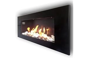 KAMINBAU MIERZWA Monaco XXL, caminetto a bioetanolo da parete, lucido, con 24 pietre decorative