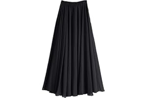 aromm Mujer Chiffon Falda A-Line Longitud Total o del Tobillo Cintura Elástica Plisado Hada Faldas Larga
