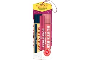 Burt's Bees Gift Set, Moisturising Lip Balm, Tinted Lip Balm and Lip Shimmer, Mistletoe Kiss Red Limited Edition