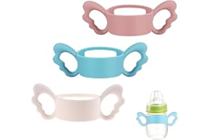 QOZJI Confezione da 3 manici per biberon in silicone, manici per biberon, manici per biberon in silicone, manici per biberon a bocca larga, accessori per biberon