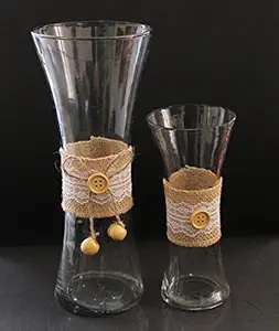 TiedRibbons Decorative Glass Vases for Decor | Glass vase for Flowers | vase for Home Decoration | vase of Glass(Set of 2)